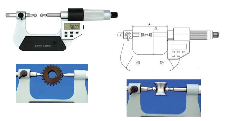 Микрометры цифровые для измерения диаметра делительной окружности зубчатых колес